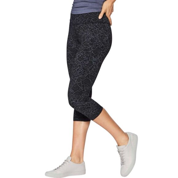 Lululemon Align Crop 19" Lacescape Leggings Dark Cast Black Size 4 Excellent - Picture 1 of 9